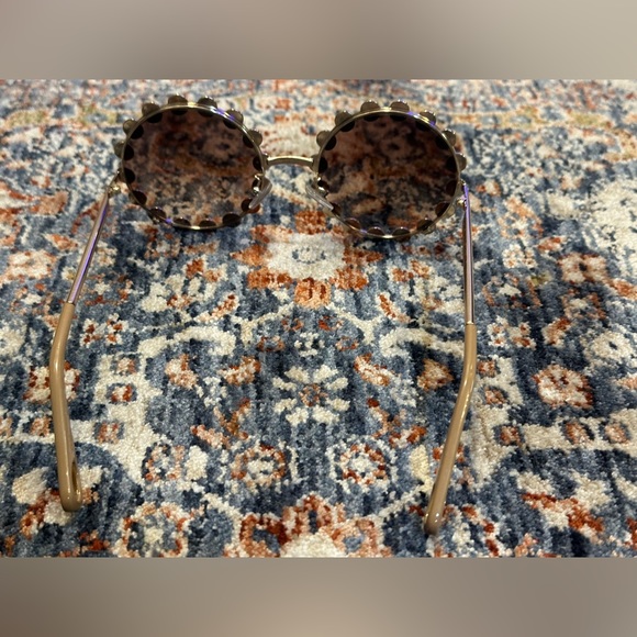 Lele Sadoughi Crystal-Embellished Round Sunglasses in Black PERFECT CONDITION Lele Sadoughi Crystal Elton 14k Gold Plated Round Sunglasses  main image 2